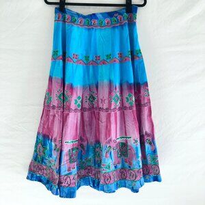 Vintage Tie Dye Boho Peasant Skirt Sequins